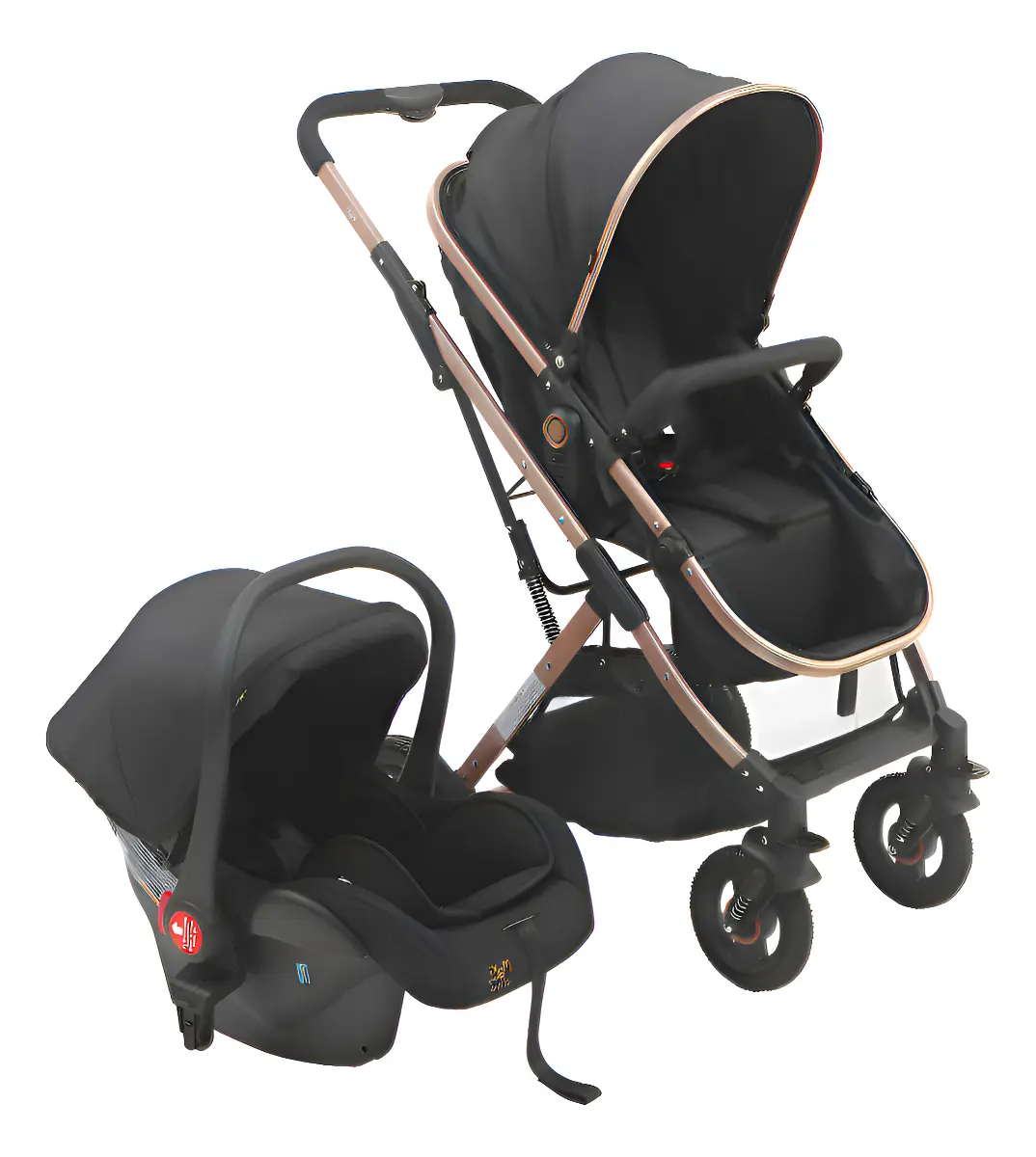 Carrinho C/bebê Conforto Reversível Elysian Maxi Baby - Preto