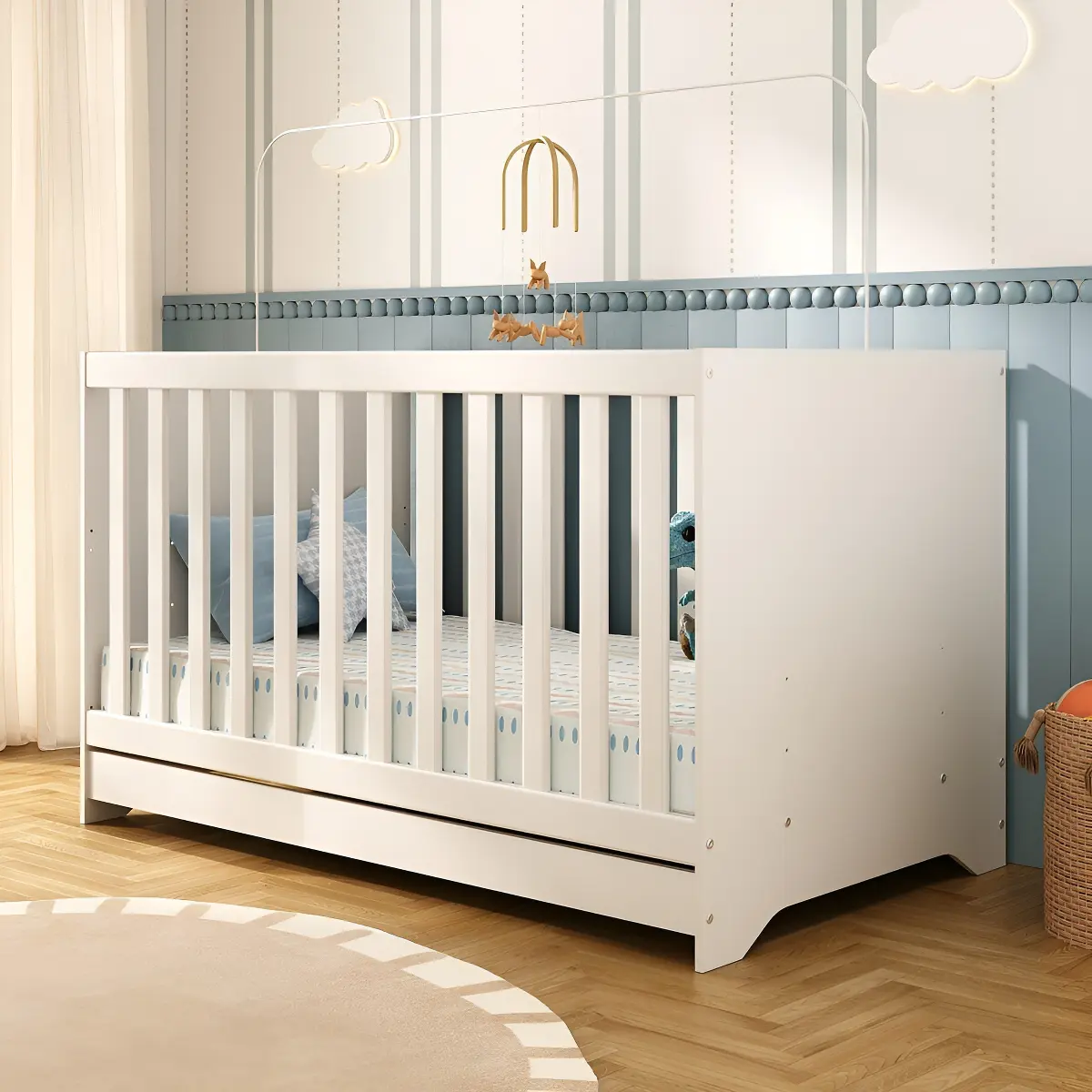 Berço Americano 3 em 1 para Colchão 130x70cm Multimóveis 0527PA Branco