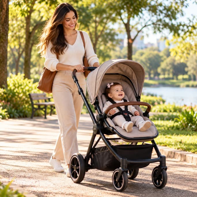 Mãe com bebê no colo