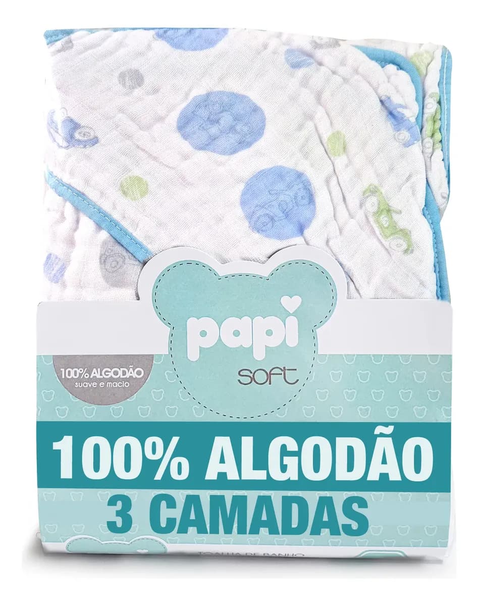 Toalha de Banho Bebê Soft 3 Camadas Fralda com Capuz Algodão